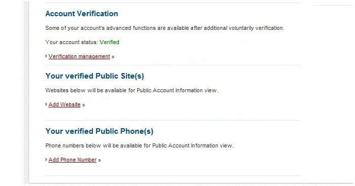 بخش Account Verification در تنظیمات حساب پرفکت مانی و ورود به مدیریت وریفای