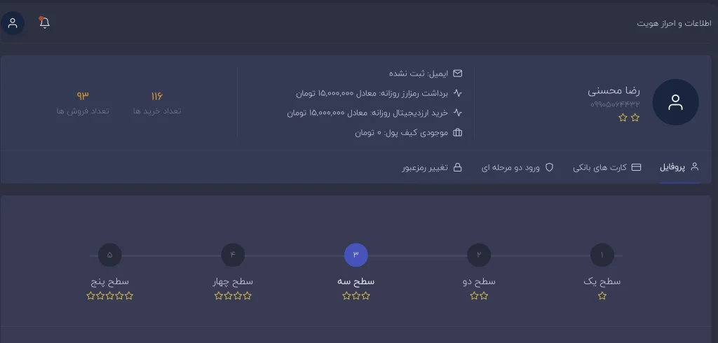 مراحل احراز هویت و بارگذاری مدارک در دیجی دلار پیش از خرید ترون