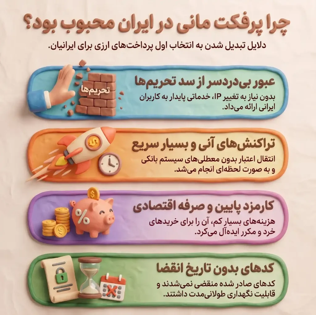 اینفوگرافیک دلایل محبوبیت  ووچر پرفکت مانی