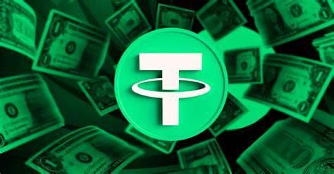 لوگوی سبز تتر روی اسکناس های دلار