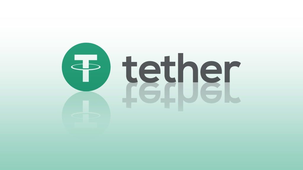 لوگوی تتر روی زمینه روشن سبز