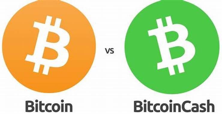 نشان نارنجی بیت کوین در کنار نشان سبز بیت کوین کش با علامت vs میان آن ها