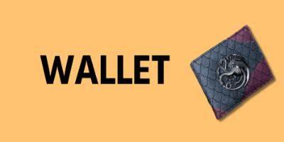 تصویر ساده یک کیف پول در کنار کلمه WALLET روی زمینه نارنجی