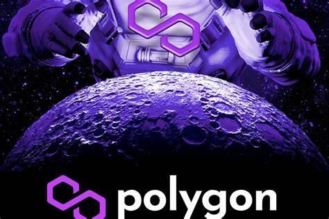 فضانوردی با لوگوی پالیگان روی سینه، بالای سر یک سیاره، به همراه نام polygon