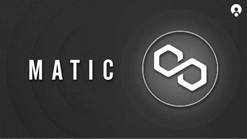 نوشته MATIC در کنار نشان دو ضلعی پالیگان روی زمینه خاکستری تیره، طرح تک رنگ