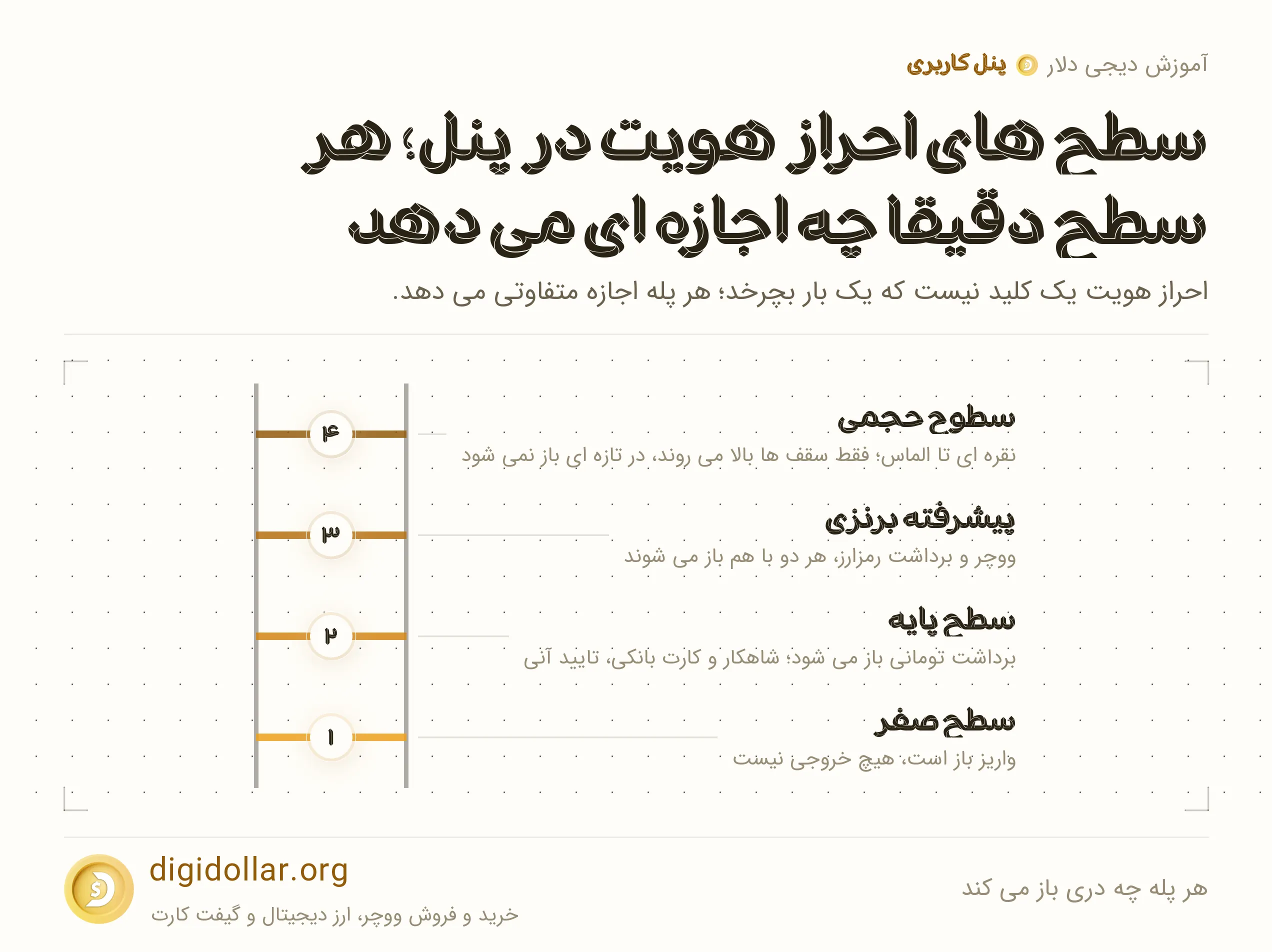 اینفوگرافیک هر پله چه دری باز می کند: سطح صفر، سطح پایه، پیشرفته برنزی، سطوح حجمی