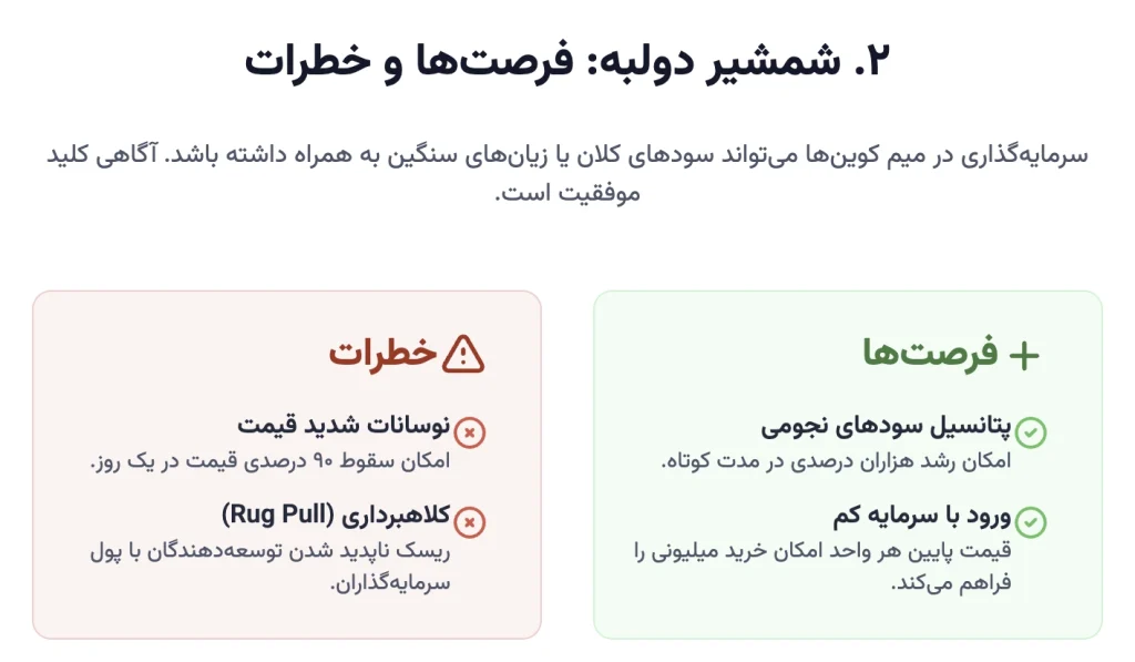 شمشیر دولبه: فرصت ها و خطرات سرمایه گذاری در میم کوین ها