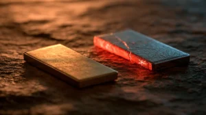 دو کیف پول سخت افزاری کنار هم، یکی سالم و دیگری ترک خورده به نشانه کیف پول تقلبی